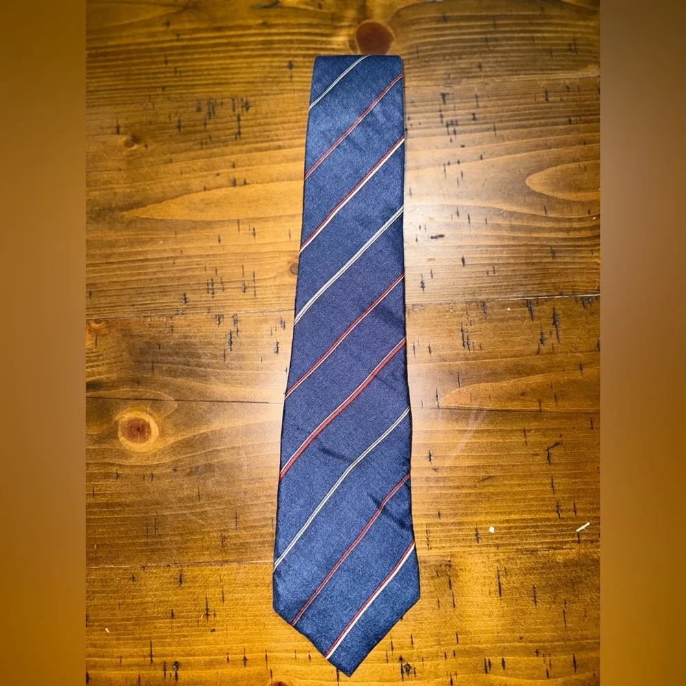 Vintage Dior Silk Tie Old‎ Money Aesthetic Luxury Designer Blue Stripe